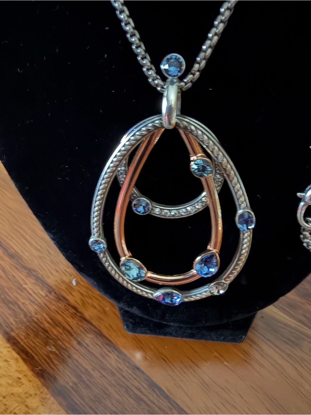 Brighton Silver and Rose Gold Teardrop Necklace with matching earrings